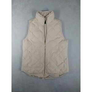 J. Crew Quilted Down Puffer Vest Women's XS Beige Pockets